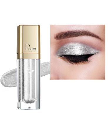Diamond White Liquid Glitter Eyeshadow Metallic Icy White Eyeshadow Shimmer with Fine Sparkle & Glow Starry Sequins Eye Shadow Long Lasting and Pigmented Sparkling &Shimmer Eyes Makeup