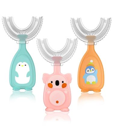 3 pieces of hand toothbrush for children U-shape 360 degrees for mouth cleaning with full mouth with a soft silicone head (2-6 years) 1 piece (3 pack)