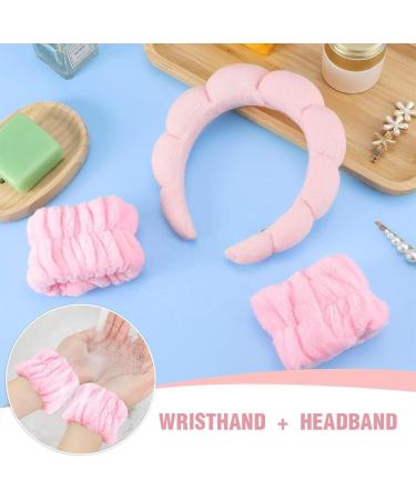 ZKSXOA Puffy Makeup Headband Spa Headbands for Women Sponge & Terry Towel Cloth Fabric Cute Skincare Headband for Face Washing Makeup Removal Shower Facial Mask (Pink) - Buy Online on GoSupps.com