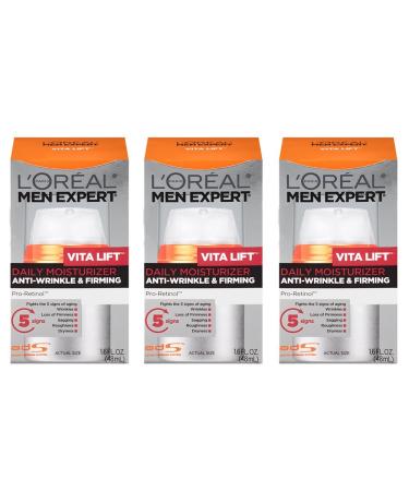 L'Oreal Paris Skin Care Men Expert Vita Lift Anti-Wrinkle and Firming Daily Moisture 3 Count 1.6 Fl Oz (Pack of 3)