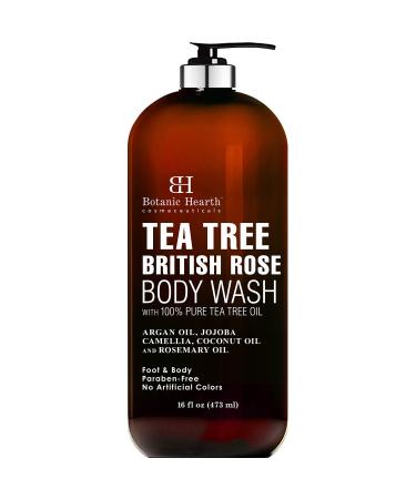 BOTANIC HEARTH Tea Tree Body Wash with British Rose Extract, Helps with Nails, Athletes Foot, Ringworms, Jock Itch, Acne, Eczema & Body Odor, Soothes Itching & Promotes Healthy Skin and Feet, 16 fl oz - Buy Online on GoSupps.com