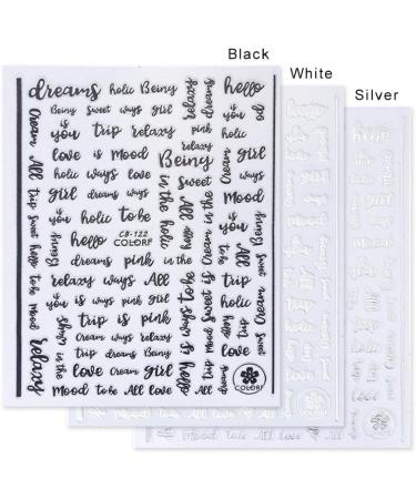 1pc 3d Hollow Letters Nail Art Stickers Black Adhesive Decal Nail Wrap Decor Accessories - Buy Online on GoSupps.com