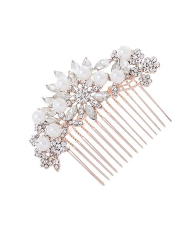 Angoily Fashion Headwear Pearl Comb Crystal Hair Comb Vintage Hair Comb Bridal Hair Comb Pearl Hair Pin Rhinestone Hair Clip Photography Props Bride Wedding Hair Accessories