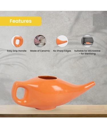 Porcelain Ceramic Neti Pot for Nasal Cleansing Sinus and Passages | Orange Colour - Buy Online on GoSupps.com