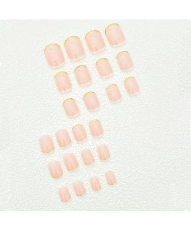 Justotry 24 Pcs Gold Glitter Square Short False Nails - White French Press On Nails with Nail Glue - Medium Squoval Nails for Women - Nail Art White & Gold - Buy Online on GoSupps.com