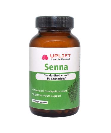Uplift Senna Capsules 120 Count | 100% Pure & Natural Herbal Supplement Relieves Occasional Constipation | Laxative | Stool Softener | Supports Healthy Digestion & Vascular Health
