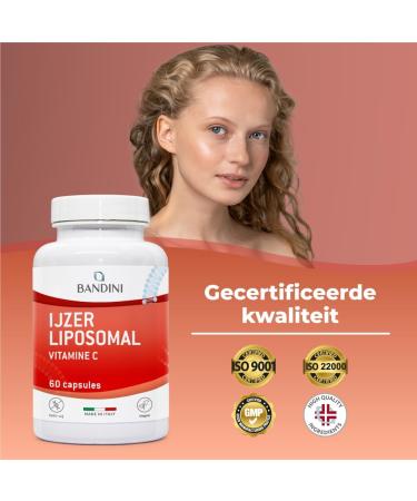 Bandini Liposomal Iron Complex 30 mg with vitamin C folic acid B12 B6 and A High bioavailability against fatigue and exhaustion 60 capsules - Buy Online on GoSupps.com