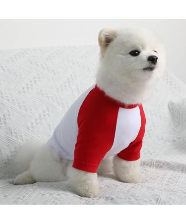 Lucky Petter Dog Raglan T-Shirt | X-Small White/Red | Soft & Breathable Cotton Shirt for Small & Large Dogs - Buy Online on GoSupps.com