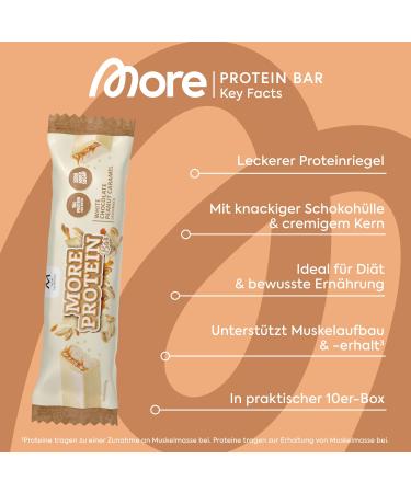 MORE Protein Bar Box of 10 - White Chocolate Peanut Caramel | No Added Sugar | Healthy Snack for International Shipping - Buy Online on GoSupps.com