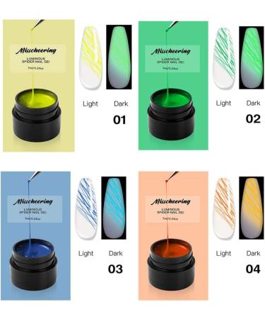  LuukUP 8 Colors Spider Gel - Luminous Spider Nail UV Gel Polish - Nail Art Gel Painting Designs - Neon Line Fluorescent Effect Manicure Halloween Dance Party - Buy Online on GoSupps.com