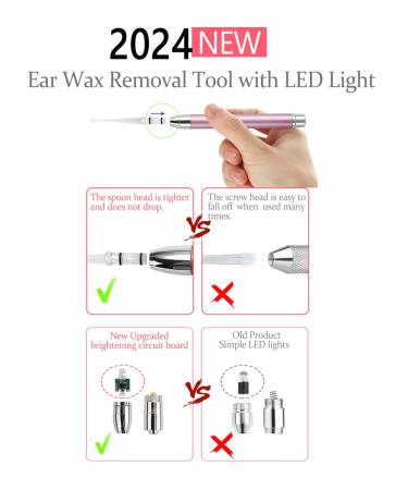 Buy Ear Wax Removal Tool with LED Light - Updated Safe Ear Cleaning Kit Non-Slip Design BPA Free - Two Pink - Buy Online on GoSupps.com