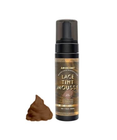 ARHGOAT Premium Lace Tint Mousse Waterproof Fast Drying No Residues Tint Melting Hair Mousse High Viscosity for All of Hair Types included Wigs Lace Tint Foam  7.06 Ounces (Dark Brown)