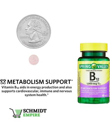 Spring Valley SCHMIDT EMPIRE Vitamin B-12 1000mcg Timed Release - 60 Tablets - Buy Online on GoSupps.com