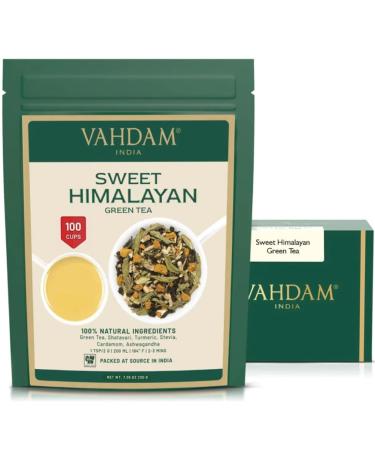 VAHDAM Sweet Himalayan Tea Green Tea Blend | Pure Green Tea Leaves from Himalayas | Easy Brewing and Tastes Delicious Sweet Himalayan Detox Green Tea - Buy Online on GoSupps.com