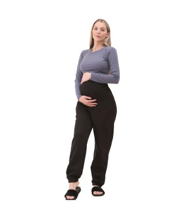 GA COMMUNICATIONS Womens Maternity/Pregnancy Fleece Jogger Over The Bump Support Bottoms Sweat Pants Comfortable Trousers for Pregnant Ladies