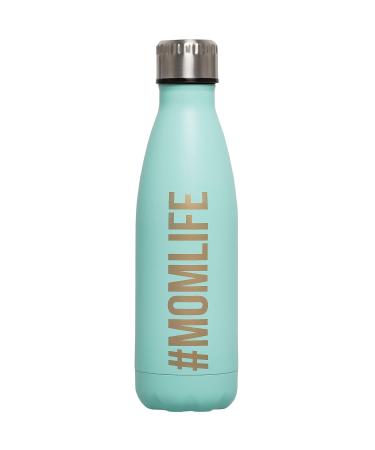 Pearhead Momlife Stainless Steel Water Bottle  BPA Free Water Bottle Keepsake for New Mom s and Expecting Moms  Travel Bottle  Teal  17oz Green