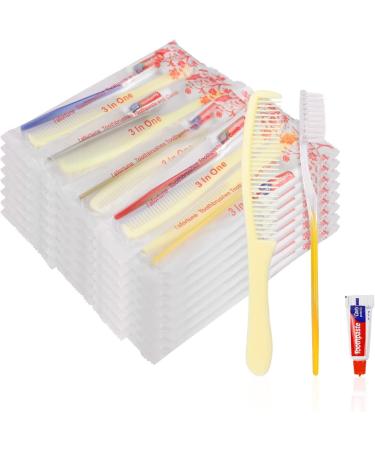 Disposable toothbrushes with toothpaste and comb for houseless individually packaged suitable for hotel Air BNB shelter houseless nursing home charity 50 pieces