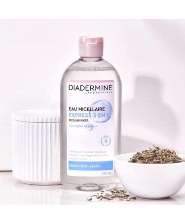  Diadermine Diadermine - Micellar Cleansing Water - Express 3 in 1 - All Skin Types - Removes makeup - Hydrates the skin - Facial cleanser - 93% naturally derived ingredients - 400 ml bottle - Buy Online on GoSupps.com