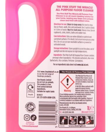 The Pink Stuff The Miracle All Purpose Floor Cleaner 5Pk x 1L + Our Gift for You: Organza Bag Size: 9 x 7 x 0.1cm - Buy Online on GoSupps.com