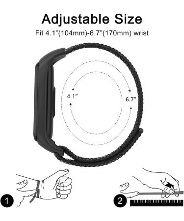 2 Pack Nylon Bands for Amazfit Band 5 - Black+Seashell Replacement Straps for Women Men | Soft Sport Strap Compatible with Amazfit Band 5 Wristband - Buy Online on GoSupps.com