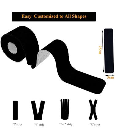 Kayiete Kinesiology Tape Precut - Sports Tape for Recovery & Injury Relief | 60 Strips in 3 Rolls | Black Athletic Tape for Ankle, Neck, Knee, Shoulder Pain - Buy Online on GoSupps.com