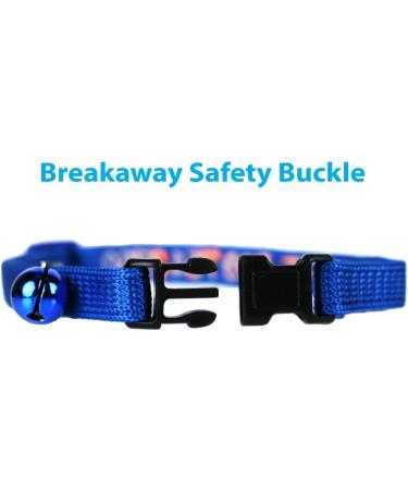 Personalized Cat Collar with Safety Release Buckle | Custom Embroidered, Adjustable Nylon ID Collar with Bell for Cat or Kitten - Buy Online on GoSupps.com