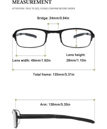 Vevesmundo Foldable Reading Glasses for Men & Women Compact Diopter Glasses with Case (+1.0 to +4.0) Small & Stylish Black Design - Buy Online on GoSupps.com