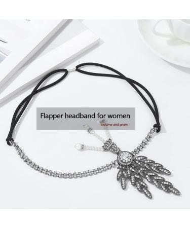 Aukmla 1920s Flapper Headband - Silver Rhinestone Leaf Pearl Headdress for Women and Girls - Buy Online on GoSupps.com