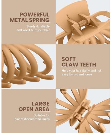 OPAUL Matte Nonslip Hair Claw Clips - Strong Hold for Thick and Thin Hair - Neutral Hair Styling Accessories - 4 Pack Black & Khaki - Perfect Christmas Gifts - Buy Online on GoSupps.com