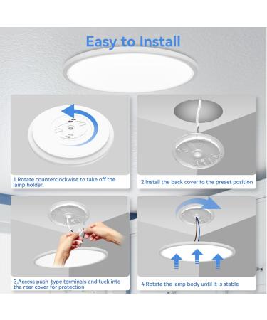 24W RGB LED Ceiling Lamp with Remote Control | Dimmable 4000K Color Change Panel for Kids' Bedroom Living Room & Bathroom - 29.5cm Peasur - Buy Online on GoSupps.com