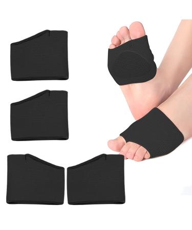 RooRuns Metatarsal Pads Ball of Foot Cushions for Pain Relief Gel Pads Cushion for Metatarsalgia Mortons Neuroma Fabric Metatarsal Sleeve Pads for Women/Men Black XL(2 Pair)