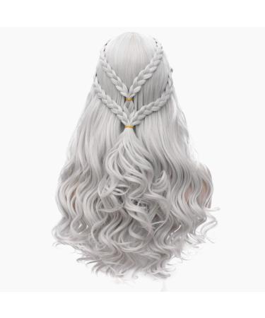 Long Curly Game of Thrones Daenerys Targaryen Wig | Braided Wavy Cosplay Wig for Halloween & Carnival - DE014B - Buy Online on GoSupps.com