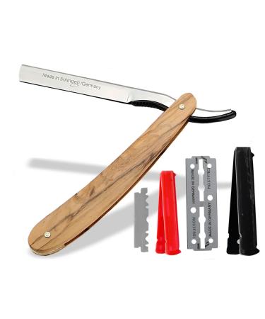 Razor with changing blades from Solingen Bartometer Made in Germany Razor set for men with a small/large razor blade professional beard care shaving knife for a perfect wet shave (olive wood) - Buy Online on GoSupps.com