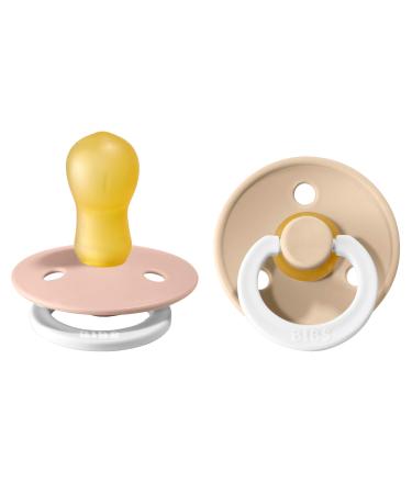 BIBS Colour Night Baby Pacifier 2-Pack | Made in Denmark | BPA Free Dummy Soother Round Nipple. Natural Rubber Latex Size 3 (18+ Months) Blush Night / Vanilla Night
