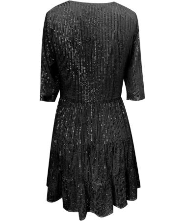 Shop Hanxiulin Women's Sequin Party Dresses - Short Christmas & Cocktail Dresses for Weddings | Festive & Leisure Styles in Black - Buy Online on GoSupps.com