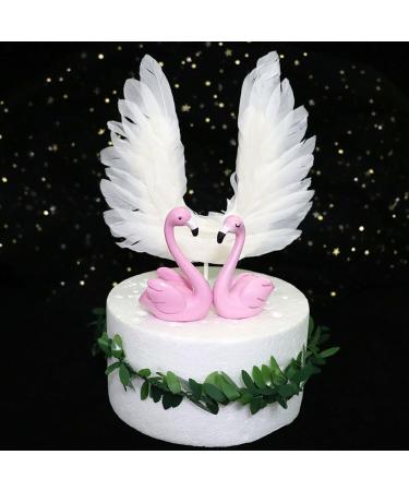 5 Pcs Angel Wing Cake Toppers White Feather Cupcake Topper Happy Birthday Party Cake Decor Baby Shower Cupcake Toppers Anniversary Wedding Cake Decorations - Buy Online on GoSupps.com