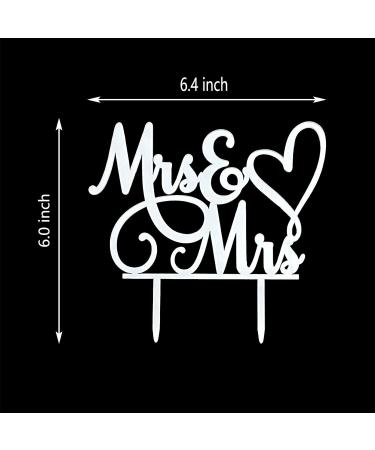 AMINJIE Mrs & Mrs Cake Topper-Wedding and Anniversary Cake Topper Gay and Lesbian LGBT Marriage Union Love is Love Mirror Silver Acrylic - Buy Online on GoSupps.com