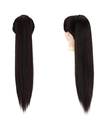 Buy Feshfen 70 cm Dark Brown Ponytail Extensions - Long Straight Braid Hairpiece - Synthetic Drawstring Hair Extensions for Women - Buy Online on GoSupps.com