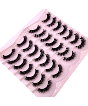 HBZGTLAD 14/16 Pairs Mink Lashes Fluffy Soft Wispy Natural Cross Eyelash Extension - Reusable Dramatic False Eyelashes - Buy Online on GoSupps.com