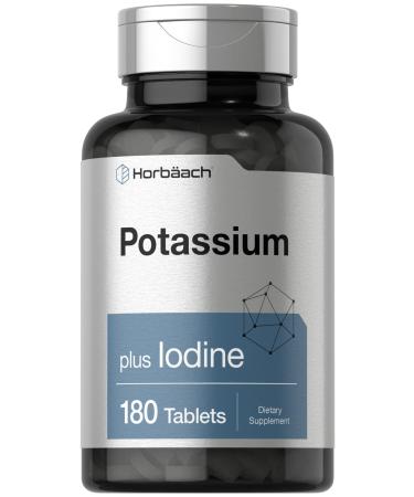 Potassium Plus Iodine | 180 Vegetarian Tablets | As Potassium Iodide | Non-GMO and Gluten Free Supplement | by Horbaach - Buy Online on GoSupps.com