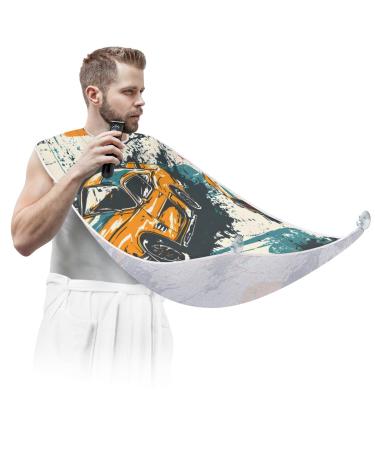 Racing Cars Beard Bib Apron Beard Hair Catcher for Men Shaving Fathers Day Anniversary Christmas Gifts for Dad Husband Beard Bib with 2 Suction Cups