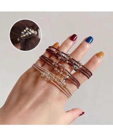 UaiUya 10pcs Small Gold Bead Hair Ties - Elastic Ponytail Holders for Women and Girls | Hair Tie Bracelets with Crystal Beads - Ideal for Thick, Thin, and Curly Hair (5 Colors) - Buy Online on GoSupps.com