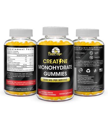 Creatine Gummy Supplement- Lemon Flavored Creatine Monohydrate Pre Workout Chews for Energy Boost Creatine Supplement for Building Muscle and Strength Vegan Non-GMO 90 Count - Buy Online on GoSupps.com