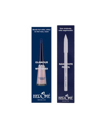 Herome Combi-Pack Blanchisseur Pour Ongles Glamour & Crayon Blanc Pour Ongles (Glamour Nail Whitener & Nail White Pencil) - 10ml.