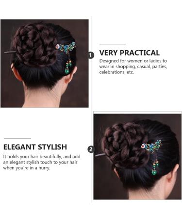 Kichvoe 1pc Classic Vintage Hairpin Japanese Hair Metal Hair Clips for Women Asian Hair Pins Chinese Hanfu Hair Bun Stick Chinese Hairpin Fork Pen Jade Beads Bride Classical Walk - Buy Online on GoSupps.com
