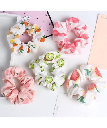 Spring Summer Floral Hair Scrunchies for Women with Soft and Silky Hair - 5 Pack Cute Boho and stylish hair ties that make a strong Style Statement - by OpenSeseme (Floral)