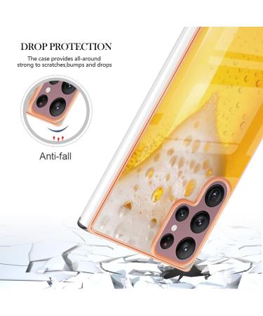Sparkle Soft Silicone Bumper Case for Samsung Galaxy S22 Ultra - Bling Glitter Beer Design Transparent Hardcase Anti-Shock Protection - Buy Online on GoSupps.com