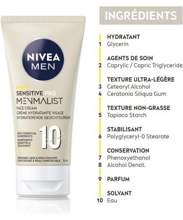 NIVEA MEN MENMALIST Sensitive Pro Face Cream (1 x 75 ml) Face care with a light non-greasy texture Men's care suitable for all skin types - Buy Online on GoSupps.com
