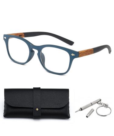 ZUKKY Unisex Blue Light Reading Glasses Color Blocking Imitation Wood PC Frame Computer Glasses Spring Hinge Readers AM54