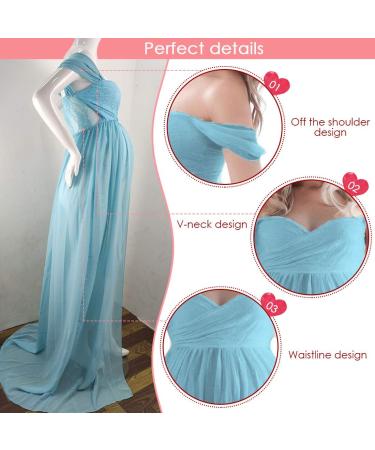 Maeau Maternity Photography Dress XL Blue - Elegant Women's Dress for Wedding Party Photo Shoot - Buy Online on GoSupps.com